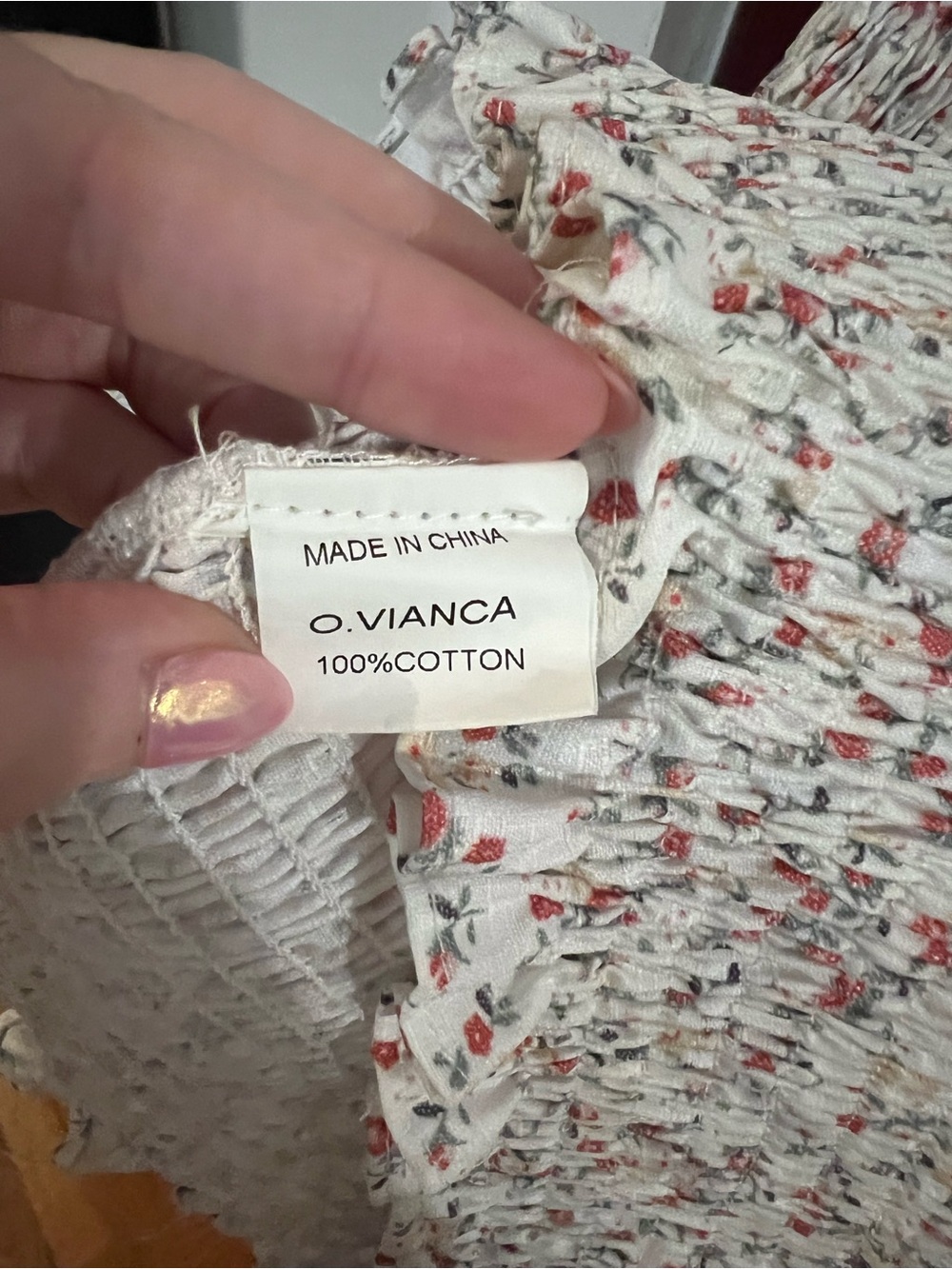 O. Vianca Romantic Floral Smocked Mini Dress Coquette Size Large - Picture 10 of 10